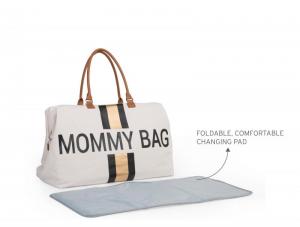 MOMMY BAG CANVAS OFFWHIT/GOLD OFF WHITE/STRIP