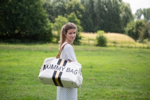 MOMMY BAG CANVAS OFFWHIT-GOLD OFF WHITE/STRIP