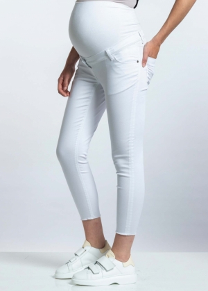 JEANS CROPPED FRAYED 001 WHITE