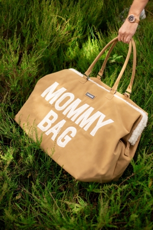 MOMMY BAG SUEDE LOOK MOUTON CAMEL