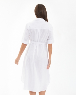MOLLY LINEN SHIRT DRESS WHITE