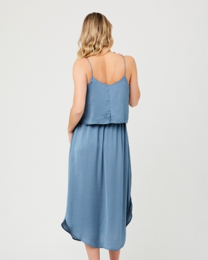 NURSING SLIP DRESS PETROL