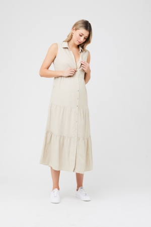 TRACY TIERED LINEN DRESS NATURAL