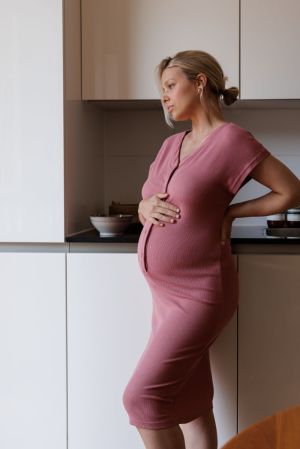 RIB DRESS BAMBOO BLUSH