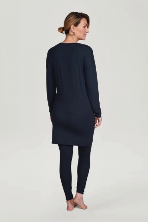 BAMBOO DRESS LS NAVY