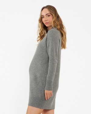 BROOK KNIT SWEATER DRESS GREY MARBLE