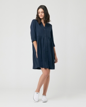 DEMI TENCEL DRESS NAVY