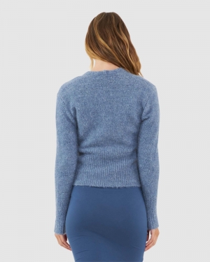 NALA KNOT FRONT KNIT DUSTY BLUE