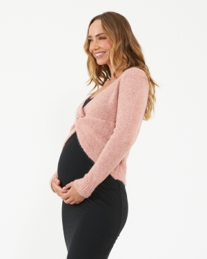 NALA KNOT FRONT KNIT DUSTY PINK