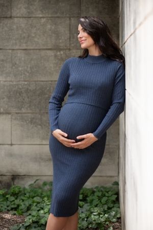 NELLA RIB NURSING KNIT DRESS DENIM MARLE