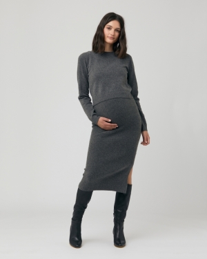 SANDY DETACHABLE NURSING KNIT CHARCOAL MARLE