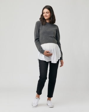 SANDY DETACHABLE NURSING KNIT CHARCOAL MARLE