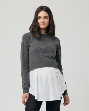 SANDY DETACHABLE NURSING KNIT CHARCOAL MARLE