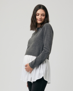 SANDY DETACHABLE NURSING KNIT CHARCOAL MARLE