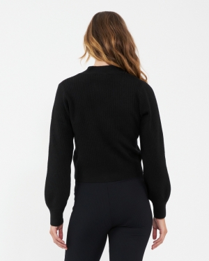 TIFFANY CROP KNIT CARDI BLACK