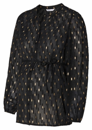 MALMO NURSING BLOUSE LS N276 FANCY BLAC