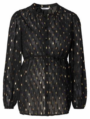 MALMO NURSING BLOUSE LS N276 FANCY BLAC