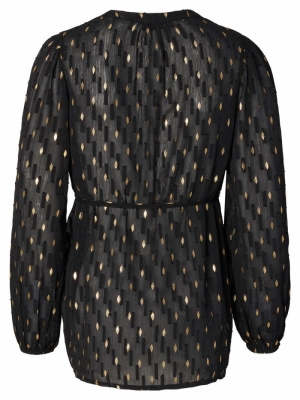 MALMO NURSING BLOUSE LS N276 FANCY BLAC