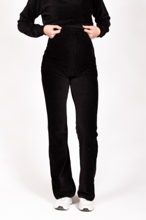 PANTS VELVET FLARED 004 BLACK