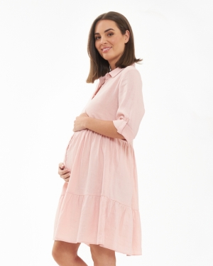 ADEL LINEN DRESS SOFT PINK