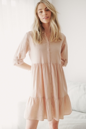ADEL LINEN DRESS SOFT PINK