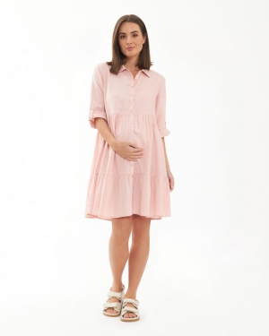 ADEL LINEN DRESS SOFT PINK