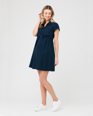 COLETTE TIE UP LINEN DRESS BIRO