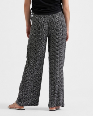 EMMY SHIRRED PANT BLACK/NATURAL