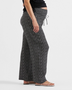 EMMY SHIRRED PANT BLACK/NATURAL