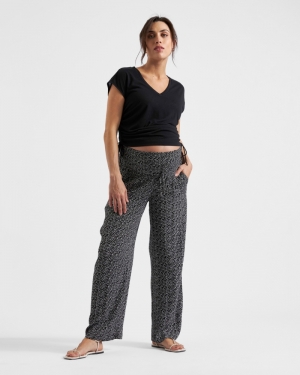 EMMY SHIRRED PANT BLACK/NATURAL