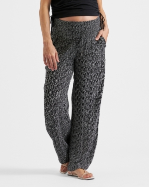 EMMY SHIRRED PANT BLACK/NATURAL