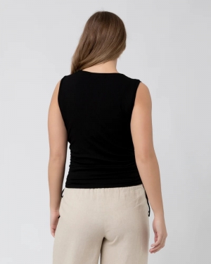JODIE RUCHED RIB TANK BLACK
