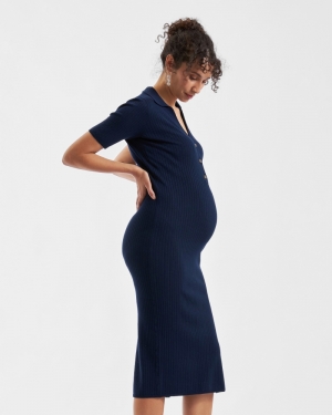 MADDY KNIT POLO DRESS NAVY