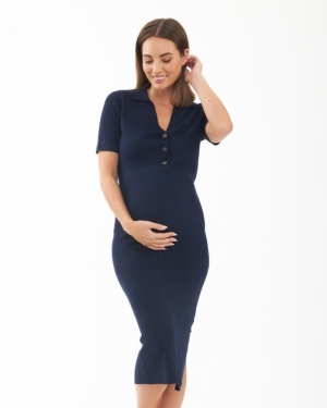 MADDY KNIT POLO DRESS NAVY