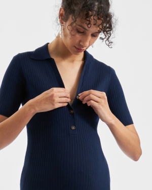MADDY KNIT POLO DRESS NAVY