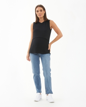PETER RIB NURSING TANK BLACK