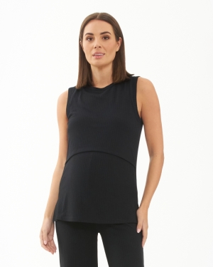 PETER RIB NURSING TANK BLACK