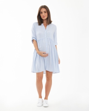 SAM STRIPE DRES SKY BLUE/WHITE