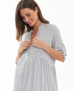 SAM STRIPE DRES SLATE/WHITE