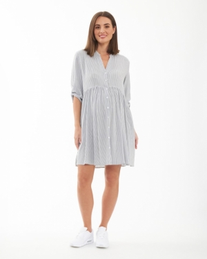 SAM STRIPE DRES SLATE/WHITE