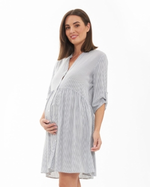 SAM STRIPE DRES SLATE/WHITE
