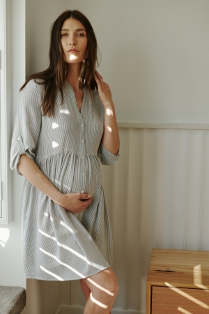 SAM STRIPE DRES SLATE/WHITE