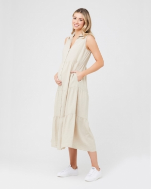 TRACY TIERED LINEN DRESS NATURAL