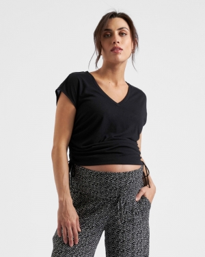 ZIGGY RUCHED TEE BLACK