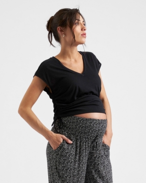 ZIGGY RUCHED TEE BLACK