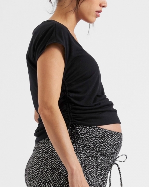 ZIGGY RUCHED TEE BLACK