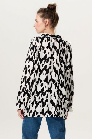 ESMA NURSING BLOUSE LS N331 WAVY BLACK