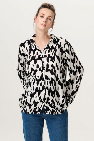 ESMA NURSING BLOUSE LS N331 WAVY BLACK