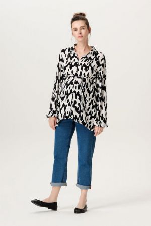 ESMA NURSING BLOUSE LS N331 WAVY BLACK