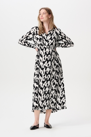 KIKI NURSING DRESS LS N331 WAVY BLACK